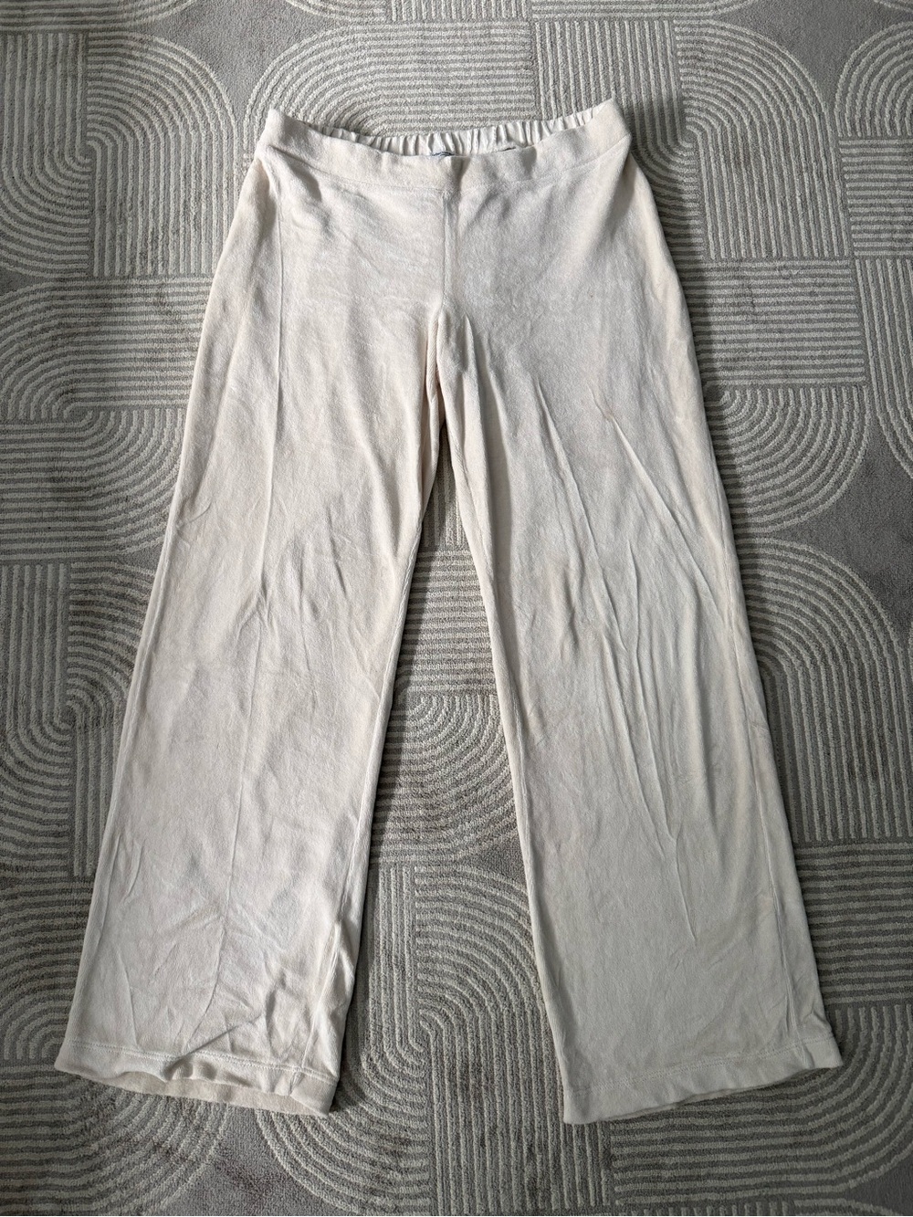 PerfectWhiteTee Wide-Leg Cream Velvet Lounge Pants